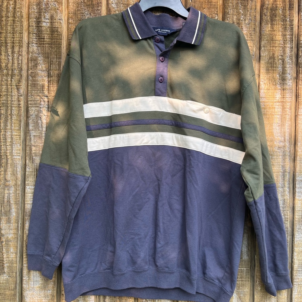 Vintage Safe Harbor Sportswear Pullover Rugby Shirt Size Large